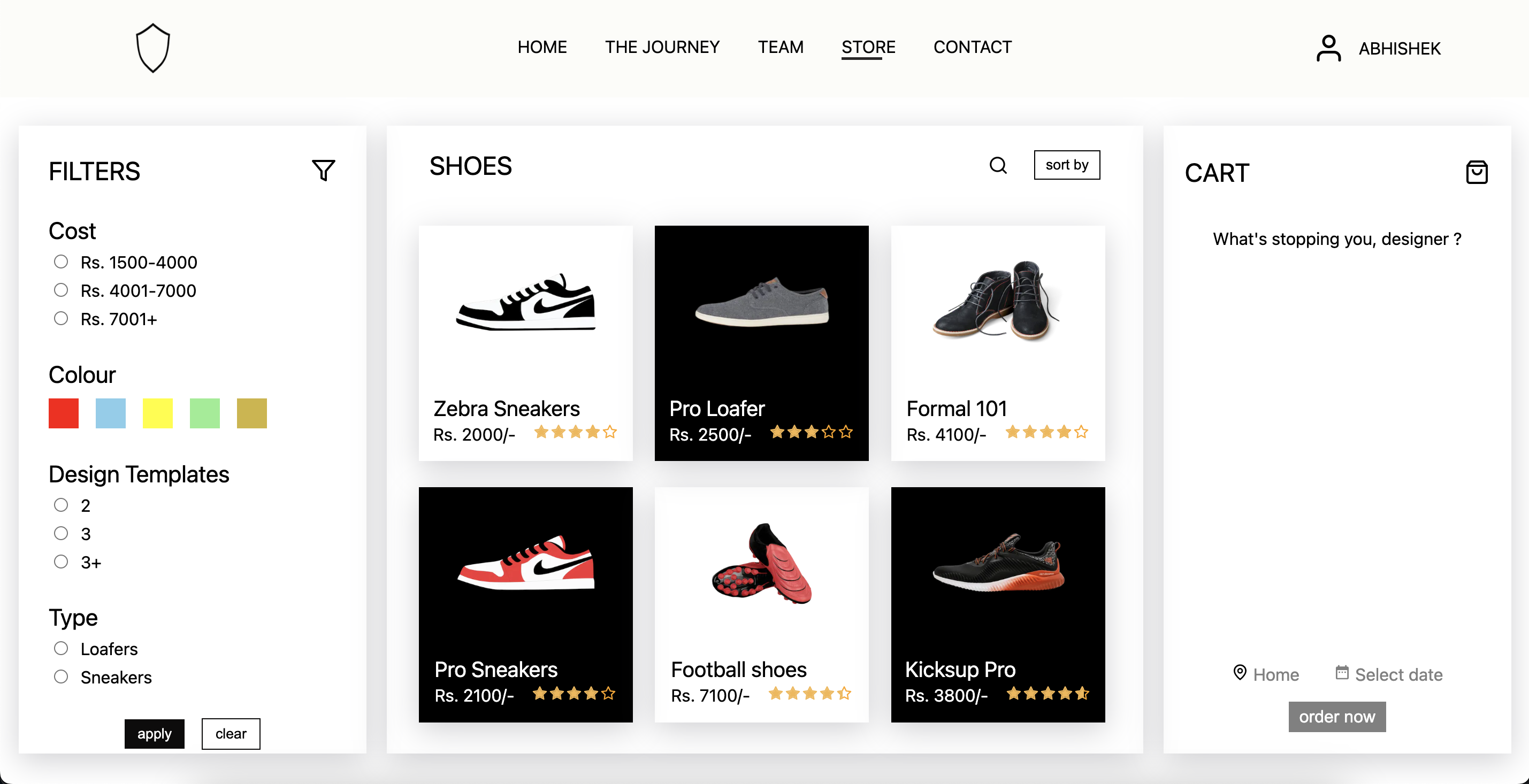 Customizable Shoe Store